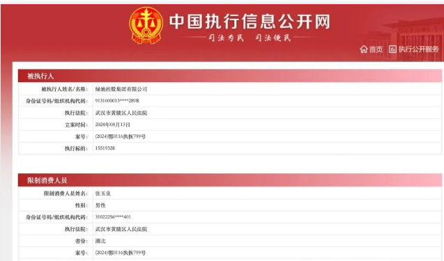 突發！綠地集團董事長被限制高消費