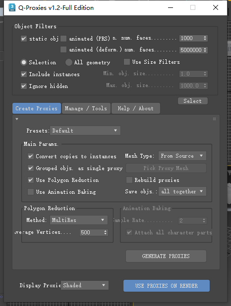 場景模型代理優(yōu)化插件：Q-Proxies v1.20 for 3ds Max 2015-2024免費(fèi)穩(wěn)定版下載